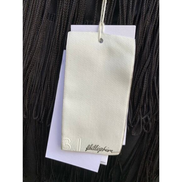 NWT 3.1 Phillip Lim Fringed Backless Silk Little Black Dress Size 4 - Picture 4 of 5